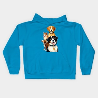 Watercolor funny dog pack Kids Hoodie